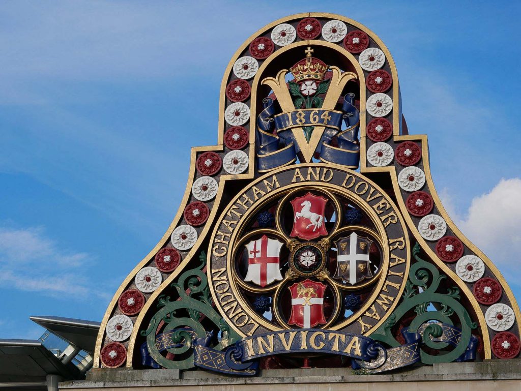 Badge of the London, Chatham and Dover Railway, Blackfriars Railway Bridge, London.