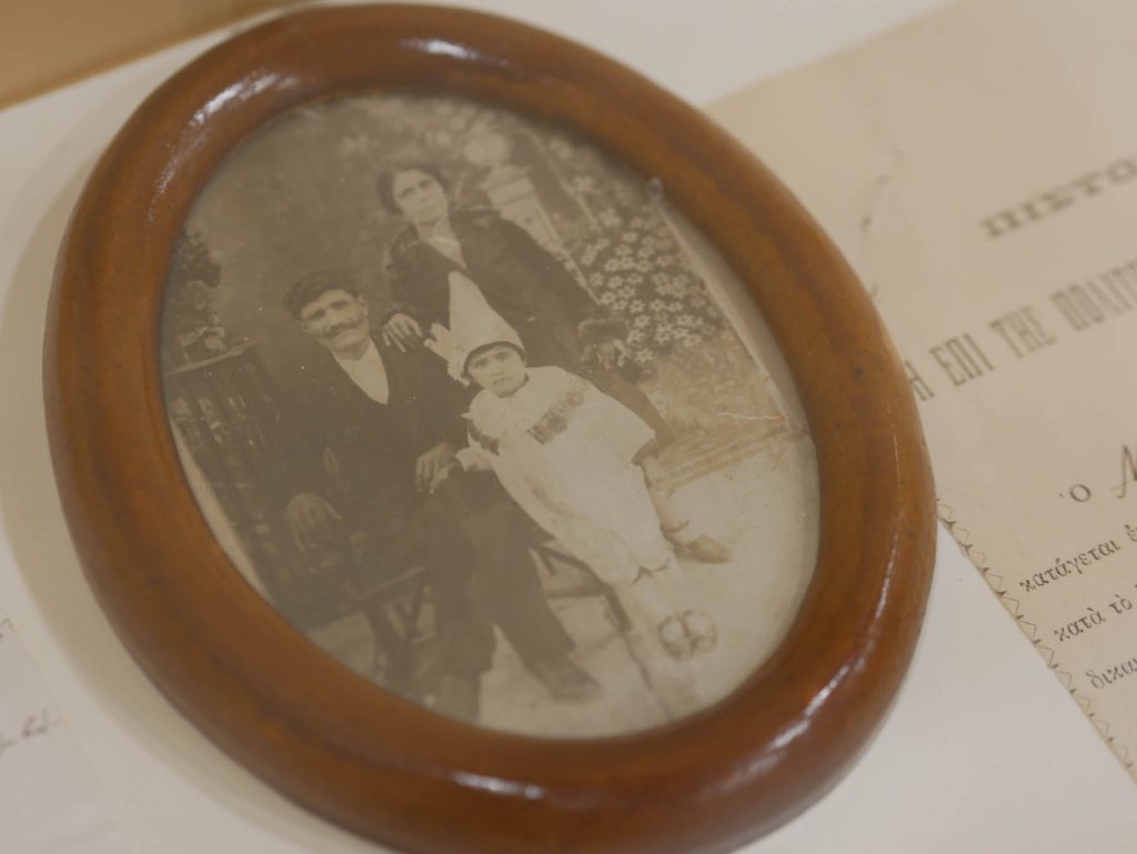 Framed picture of a family of Greek immigrants from Smyrna.