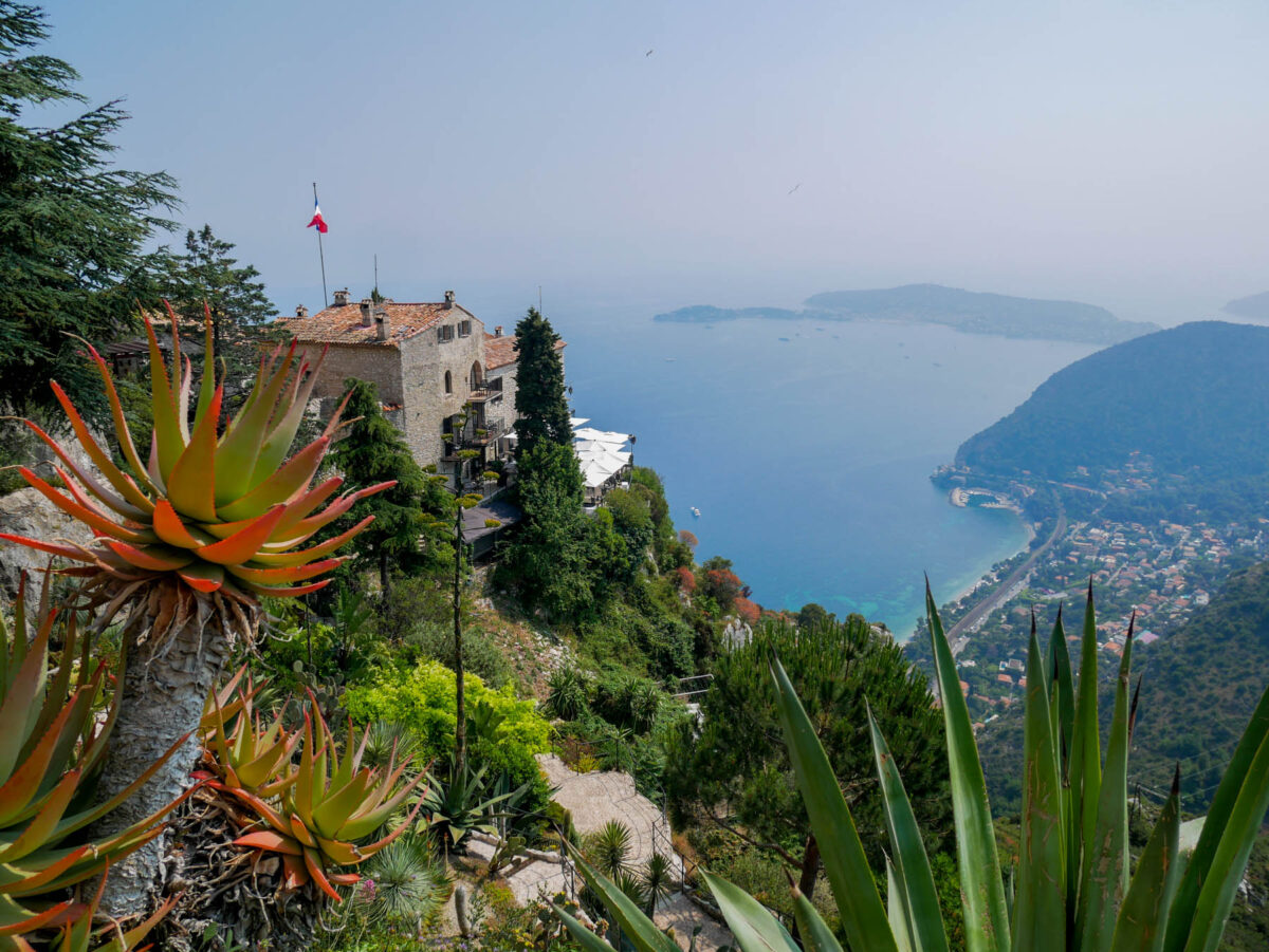 Bird's-eye view from the top of Eze Village to the sea