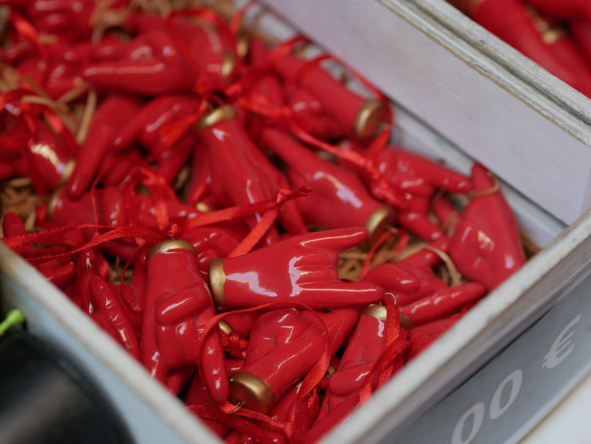 A basket full of corna amulets