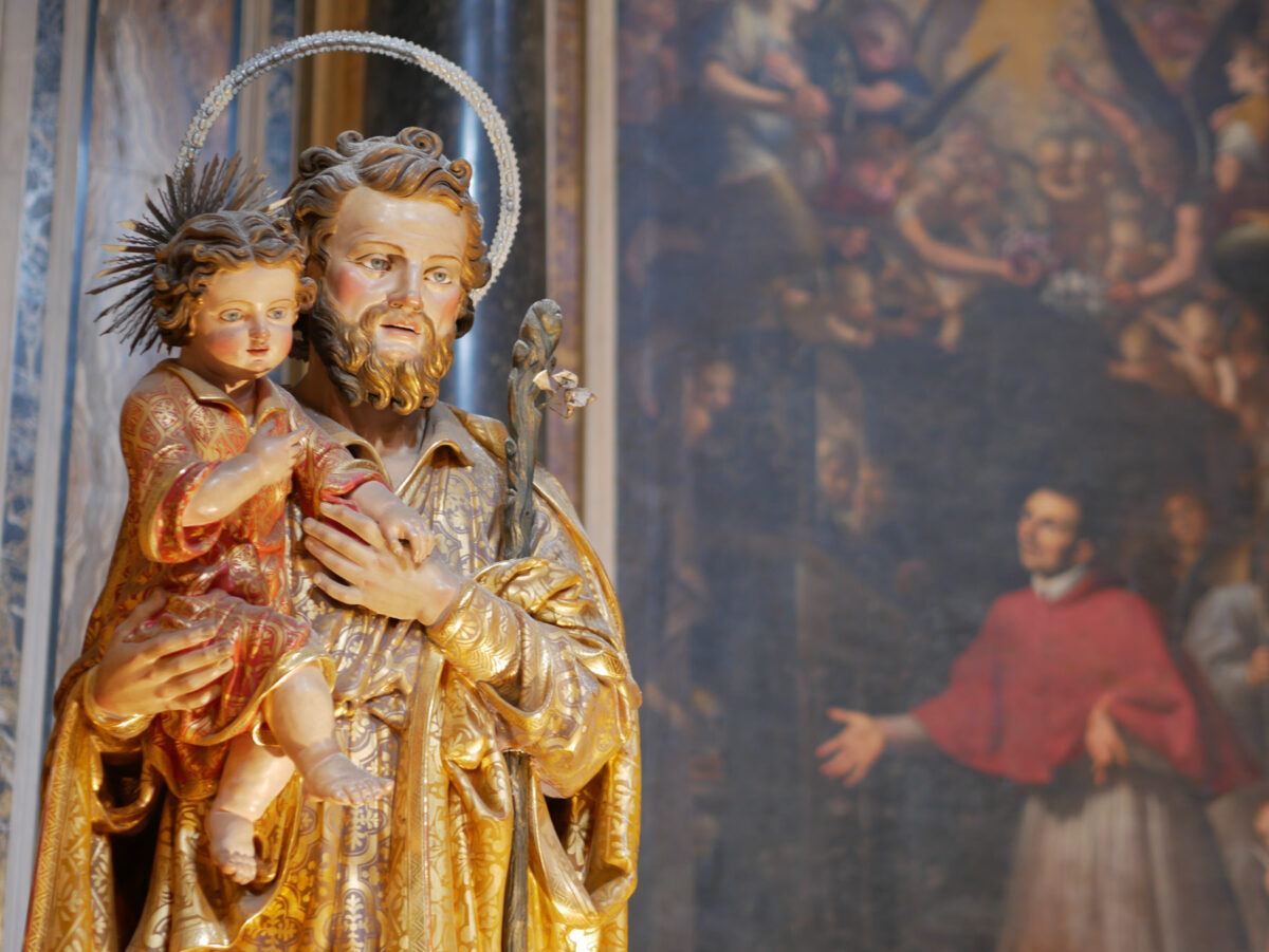 a statue of Saint in church Naples